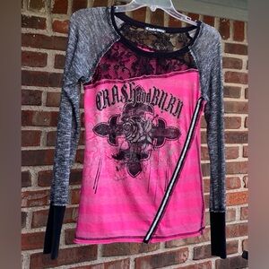 Crash & Burn Embellished lace detail top